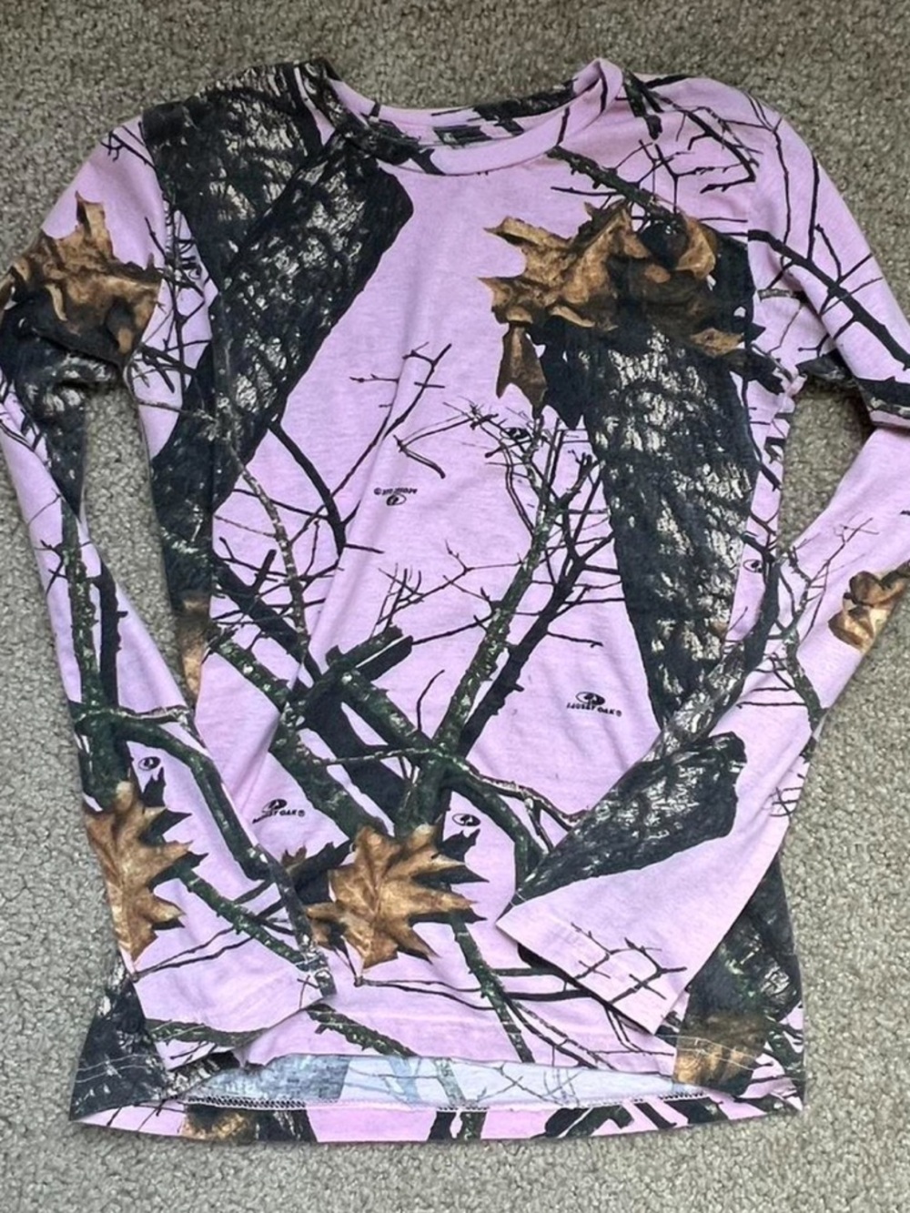 Camo Print Long Sleeve Top in Light Pink